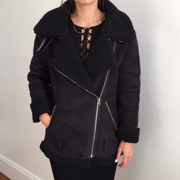 JOA zip up sherpa black jacket XS - Picture 2 of 4